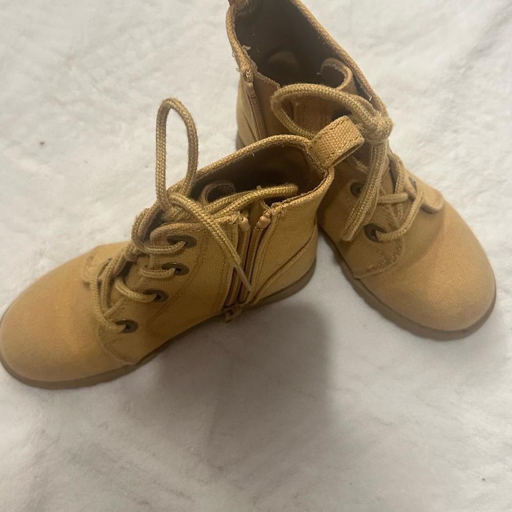 Kids Tan Lace-Up Boots
